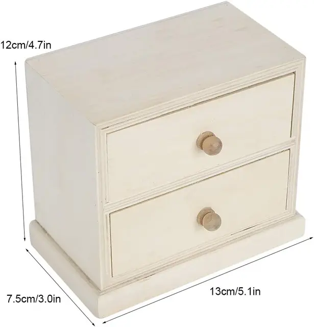 Picture of customised wooden Box Gift Jewelry storage Drawer Case Wood Tea Organizer Container  ( 2 drower ) - Multicolor