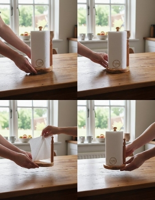 Picture of Wooden Kitchen Tissue Holder for home - Multicolor