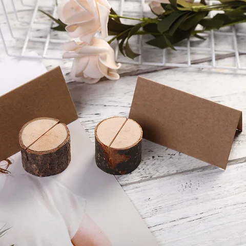 Picture of New Natural Wooden Tree Trunk Card Holder for Office and School Desk Organizer - Multicolor