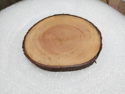 Picture of mahogany Wooden Slice Tea Tray, chopping board - Rustic Tea Tray Made Of Natural Wood, ( 7 inch ) - Multicolor
