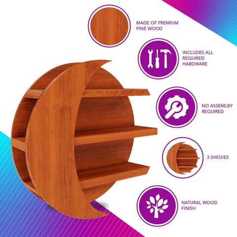 Picture of special design by timber zone wooden wall rack moon style - Multicolor