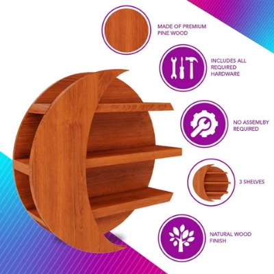 Picture of special design by timber zone wooden wall rack moon style - Multicolor