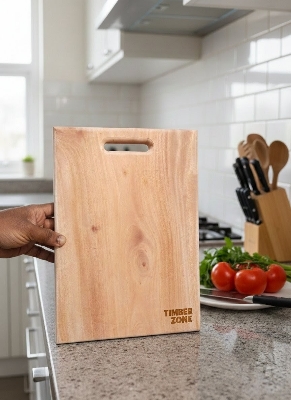Picture of Customizable Premium Wooden Cutting Board for Kitchen Prep - Solid Wood with Durable Handle, 10/14 inch Options - Multicolor