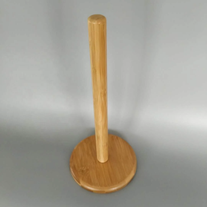 Picture of Wood Paper Towel Holder,Simply Standing Counter Top Wooden Paper Roll Holder for Cabinet Table (Round Bottom) - Multicolor