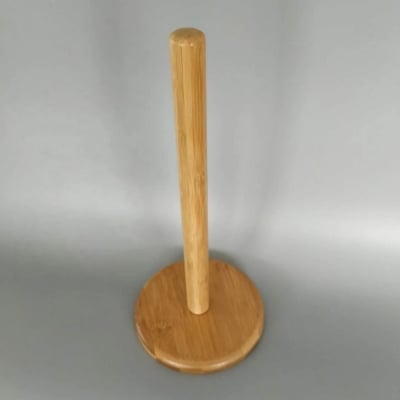 Picture of Wood Paper Towel Holder,Simply Standing Counter Top Wooden Paper Roll Holder for Cabinet Table (Round Bottom) - Multicolor