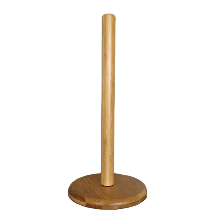 Picture of Wood Paper Towel Holder,Simply Standing Counter Top Wooden Paper Roll Holder for Cabinet Table (Round Bottom) - Multicolor