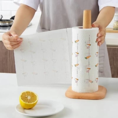 Picture of Kitchen Wooden Paper Towel Holder Vertical Shelf Simple Extended Vertical Holder ( square shape ) - Multicolor