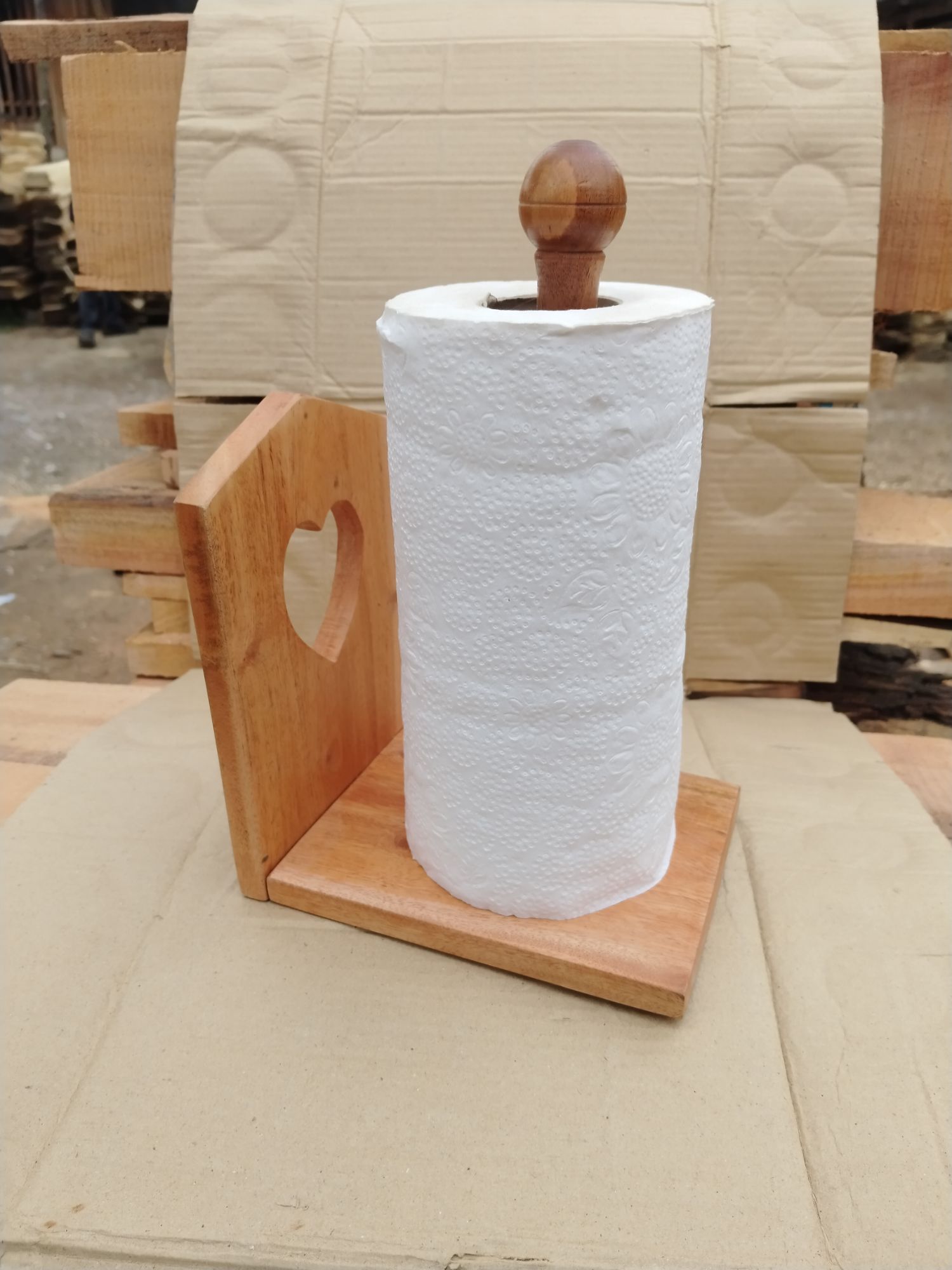 Picture of Wholesale New Design Roll Tissue Storage Rack Wall Mount 2 in 1 Roll Wood Paper Towel Holder ,napkin holder - Multicolor