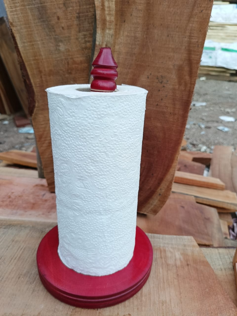 Picture of Wooden colorful  Kitchen Tissue Holder for home one stick ( red color ) - Red