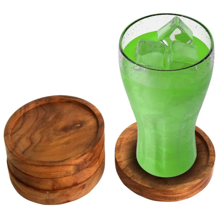 Picture of new & modern mahogany wood tea cup coaster plain wooden cup coaster for drink coffee & tea 1 pieces - Multicolor