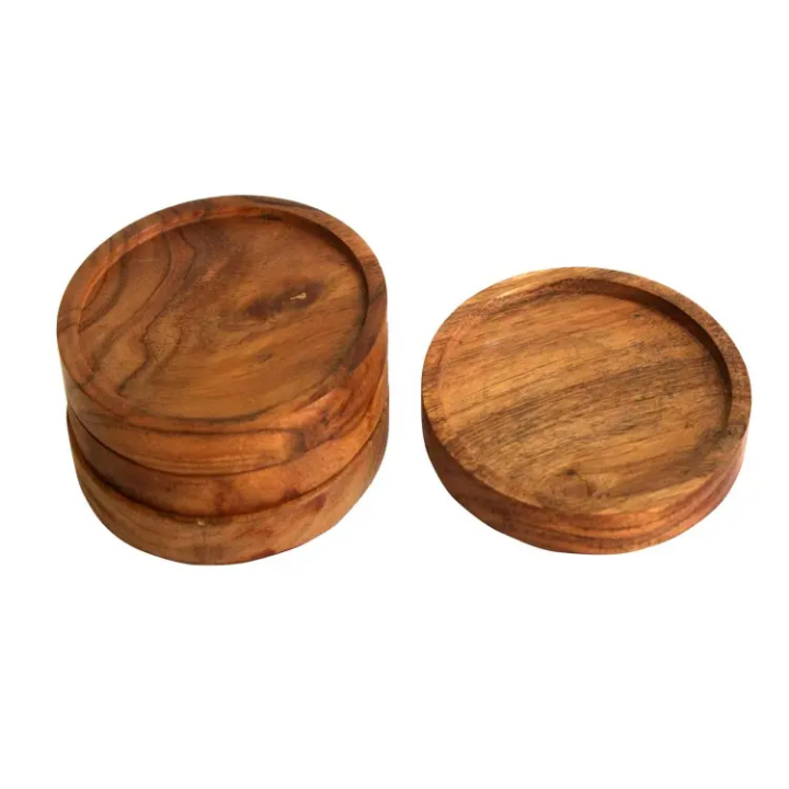 Picture of new & modern mahogany wood tea cup coaster plain wooden cup coaster for drink coffee & tea 1 pieces - Multicolor