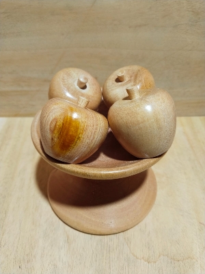 Picture of wooden toys set , Wooden Apple Toy Set 4 Pieces With Tray For Kids' Gift Toys