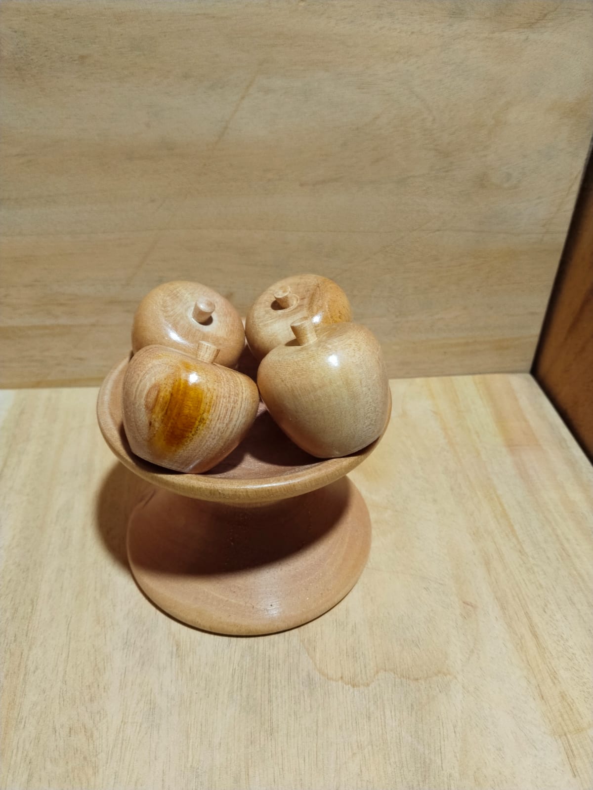 Picture of wooden toys set , Wooden Apple Toy Set 4 Pieces With Tray For Kids' Gift Toys