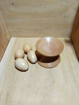 Picture of Wooden baby toys set  , wooden small  egg set - Showpiece ( 4 pieces egg with stand ) - Multicolor