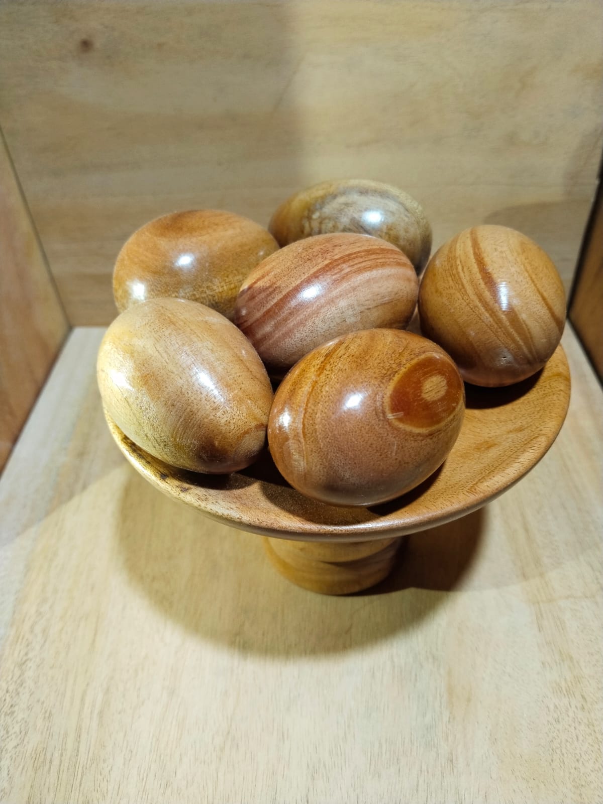 Picture of Wooden Premium Quality baby toys egg set  big size  ( 6 pieces with stand ) - Showpiece - Multicolor