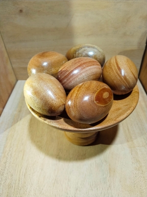 Picture of Wooden Premium Quality baby toys egg set  big size  ( 6 pieces with stand ) - Showpiece - Multicolor