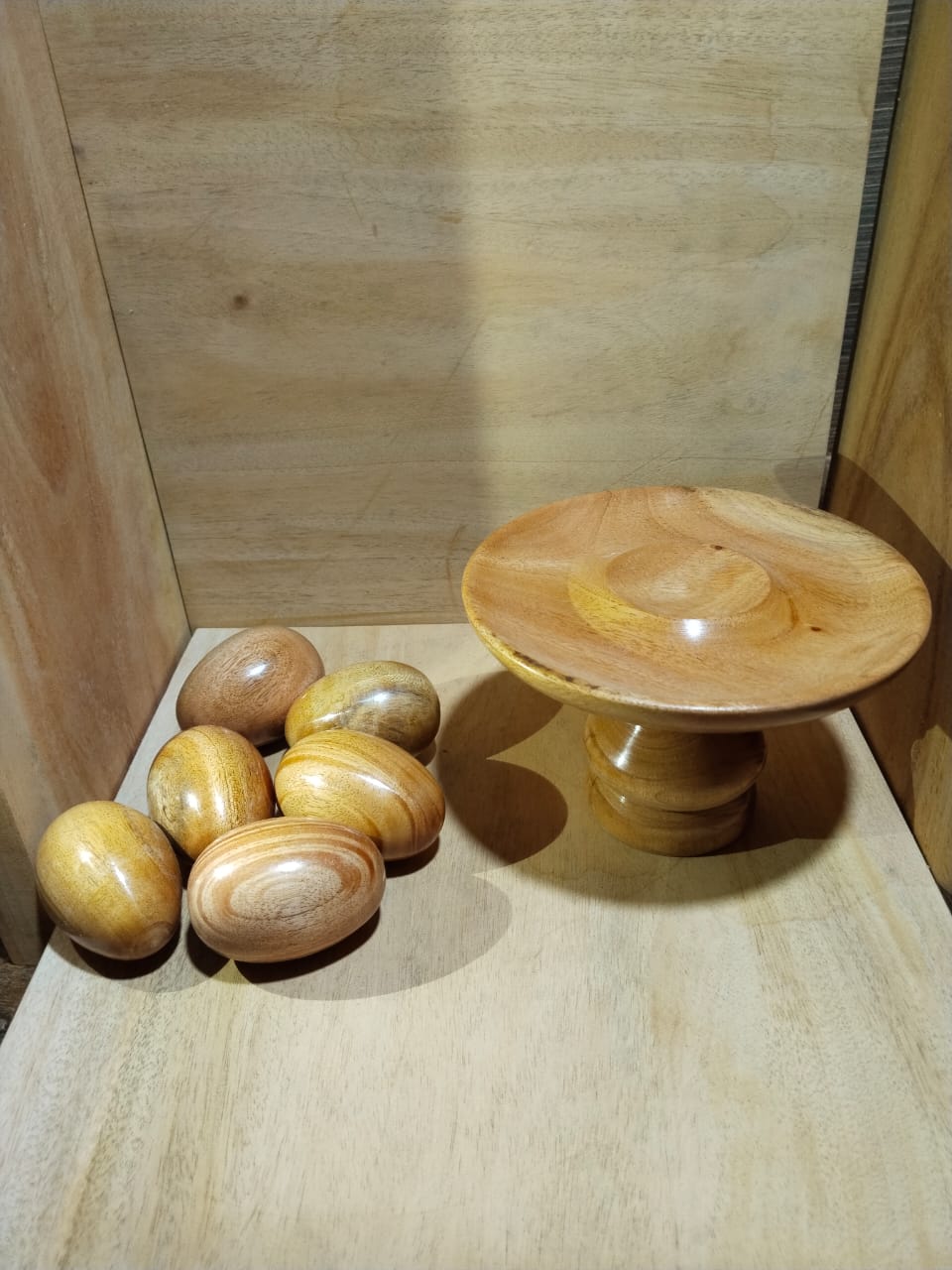 Picture of Wooden Premium Quality baby toys egg set  big size  ( 6 pieces with stand ) - Showpiece - Multicolor