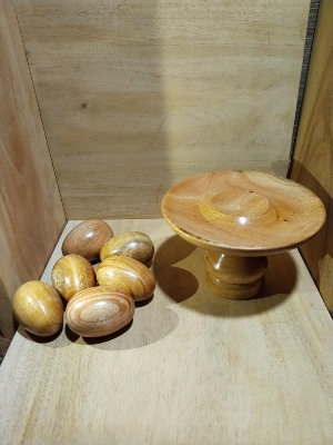 Picture of Wooden Premium Quality baby toys egg set  big size  ( 6 pieces with stand ) - Showpiece - Multicolor