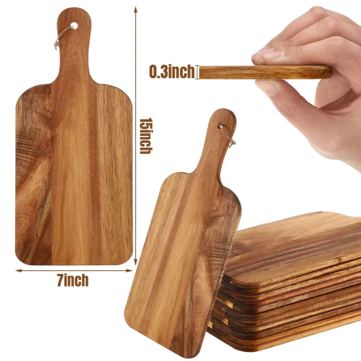 Picture of Wood Cheese Board With Handle Long Charcuterie Plate Serving Board Large Wooden Cheese Board ( 7 inch / 15 inch ) - Multicolor