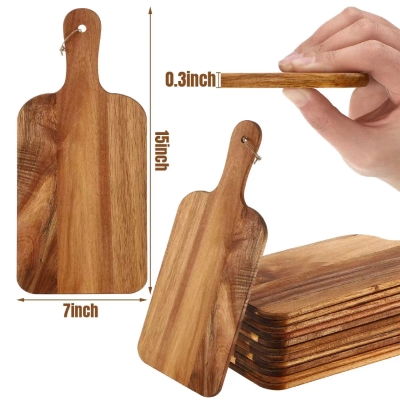 Picture of Wood Cheese Board With Handle Long Charcuterie Plate Serving Board Large Wooden Cheese Board ( 7 inch / 15 inch ) - Multicolor