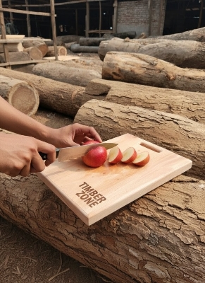 Picture of dual -sided mahogany wood cutting board hard non - slip solid wood for efficient vegetables bones meat cutting  ( 10 inch * 14 inch ) - Multicolor