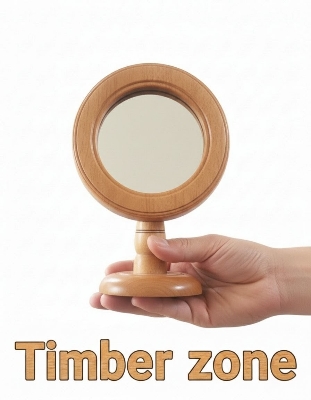 Picture of wooden mirror , wooden makeup mirror ( 7 inch  mirror with frame ) - Multicolor