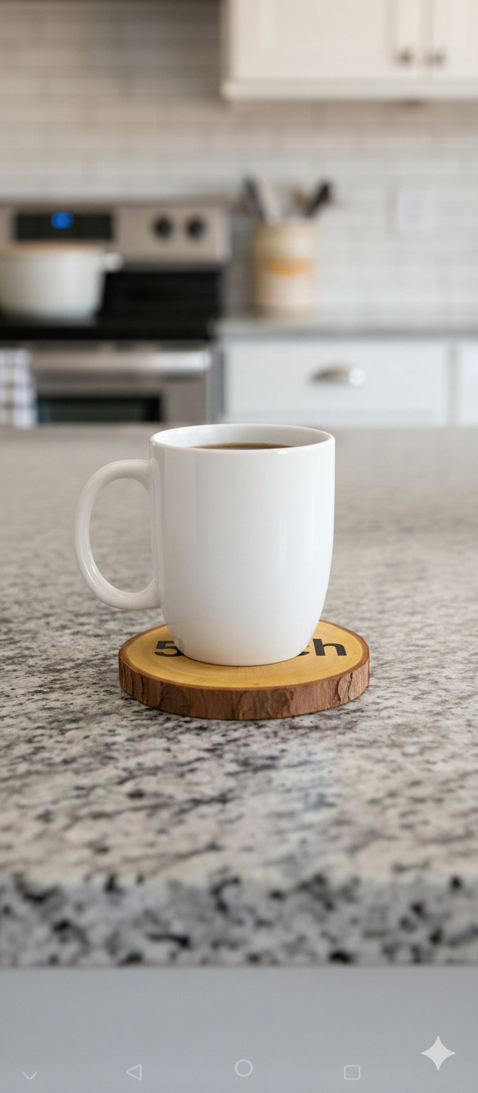 Picture of wooden slice with bark ( 4 inch ) - Multicolor