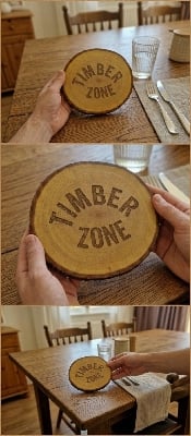 Picture of wooden slice with bark ( 4 inch ) - Multicolor