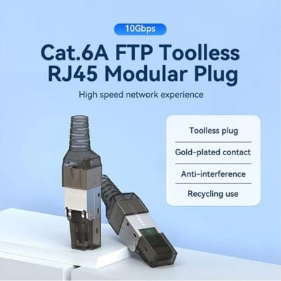 Picture of Vention IDIH0 Cat 6A FTP Gray Toolless RJ45 Modular Plug #IDIH0