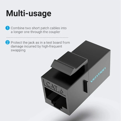 Picture of Vention IPGB0-5 Cat 6 UTP Black Keystone Jack Coupler #IPGB0-5 (5 Pcs)