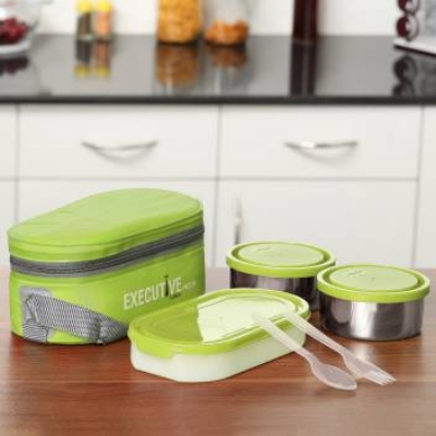 Picture of Milton Executive Lunch Box Soft Insulated Tiffin Box (2 SS Container,1 Microwave Safe Container)(Mixed)