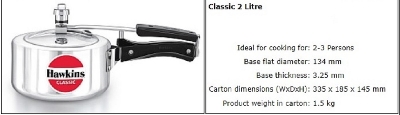 Picture of Hawkins Classic Pressure Cooker 2 Litre(Silver)