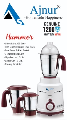 Picture of Blender Plus Mixer Grinder 1200 Watts from India Auto Cut Off Protection Compact 3 SS Jars Superior Performance Lift and Grind Blades