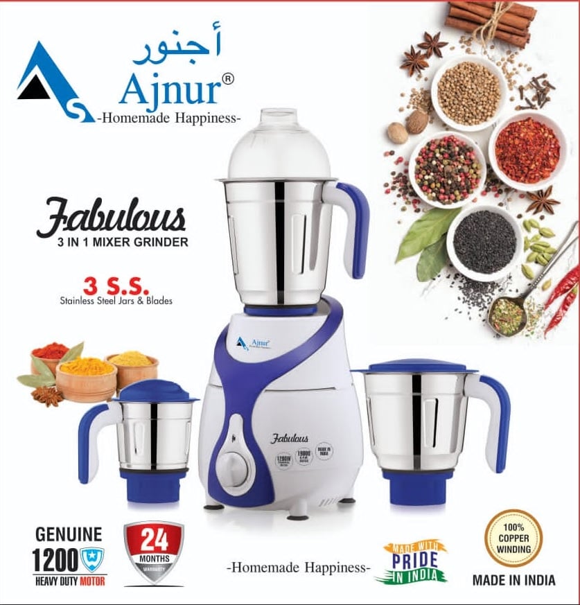 Picture of Ajnur Blender Plus Mixer Grinder - Powerful 1200W Motor for Superior Performance-Auto shut-off for overload protection(Multicolor)