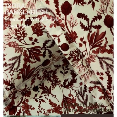 Picture of 100% Premium Cotton Bedsheet.  Set Includes 1 Bedsheet and 2 Pillow Covers