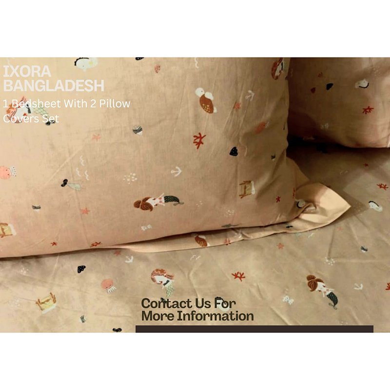 Picture of 100% Premium Cotton Bedsheet.  Set Includes 1 Bedsheet and 2 Pillow Covers