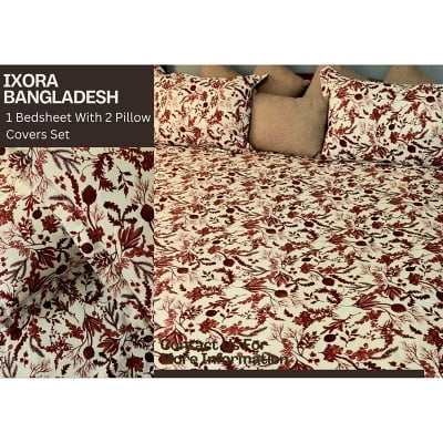 Picture of 100% Premium Cotton Bedsheet.  Set Includes 1 Bedsheet and 2 Pillow Covers