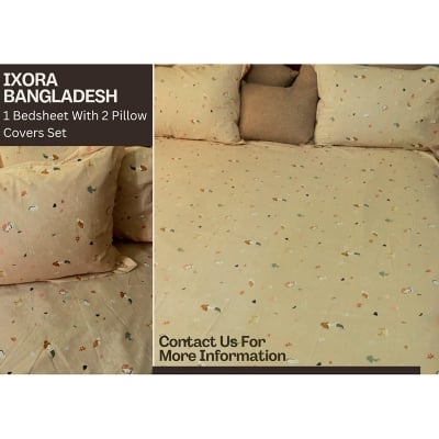 Picture of 100% Premium Cotton Bedsheet.  Set Includes 1 Bedsheet and 2 Pillow Covers