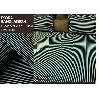 Picture of 100% Premium Cotton Bedsheet.  Set Includes 1 Bedsheet and 2 Pillow Covers