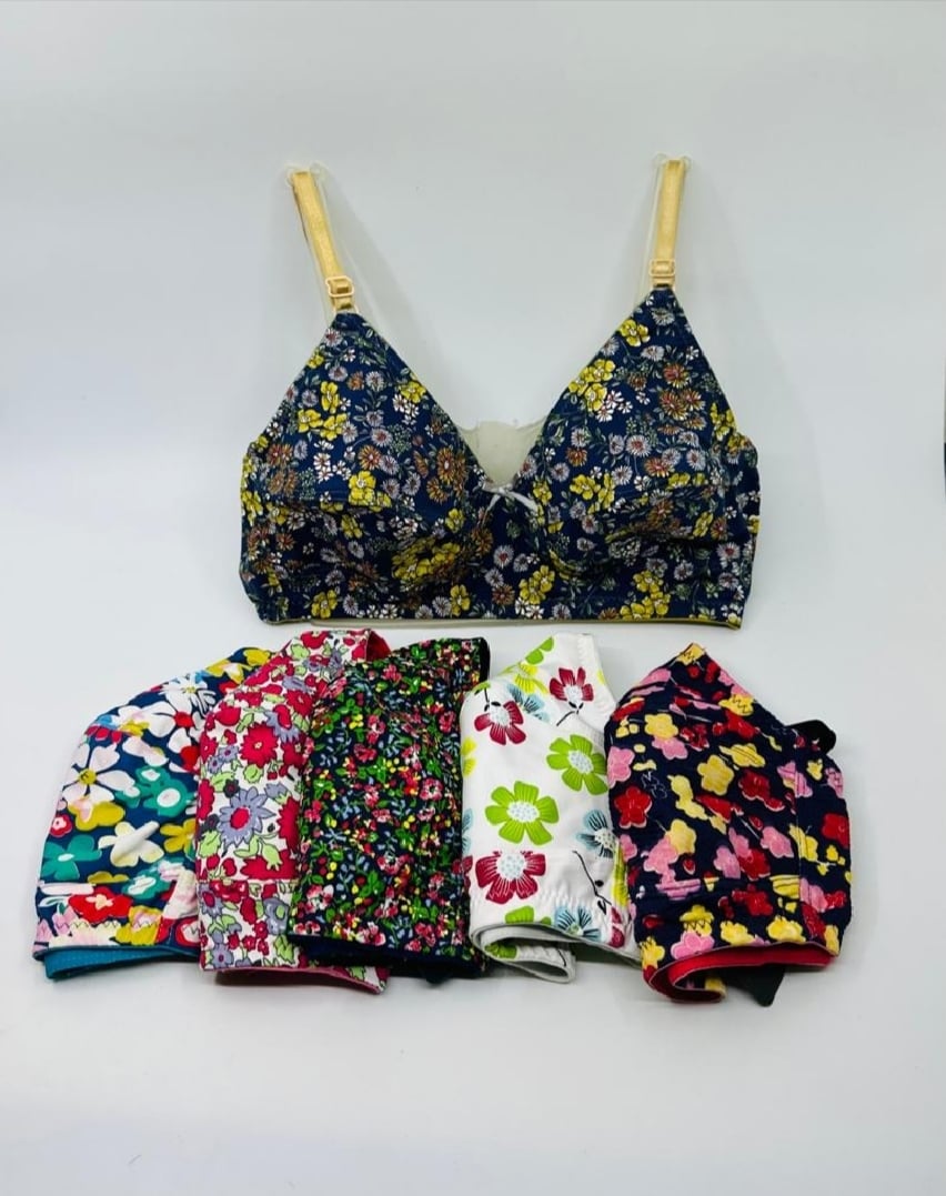 Picture of 4 Piece Stylish Printed stretchable bra for Women / Multi Colour / Ladies Bra / Cotton Bra for Girls / Bra for Women - Multicolor