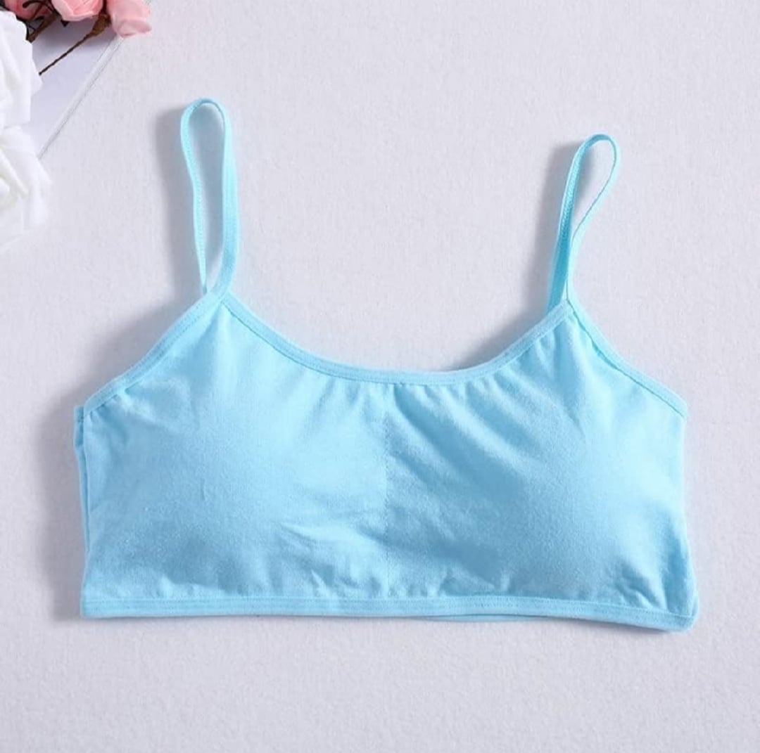 Picture of 4 piece Padded Bra for Teen Girls Kids Training Bras Topics for Teens Underwear Lingerie Thin Strap Topic Sleeveless Vest Cotton - Multicolor