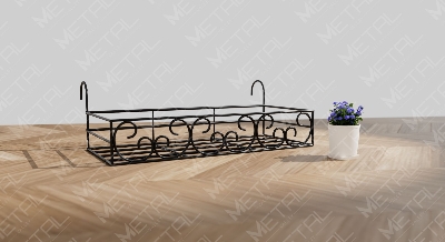 Picture of Metal Grill Rack Hanging Planter Pot 24×8×4 inches-1 Pcs. (Black)
