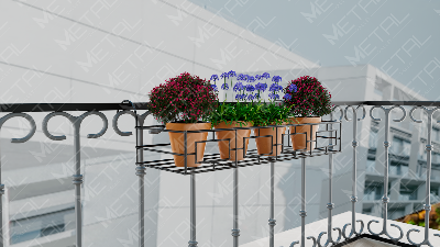 Picture of Metal Grill Rack Hanging Planter Pot 36×8×4 inches-1 Pc(Black)
