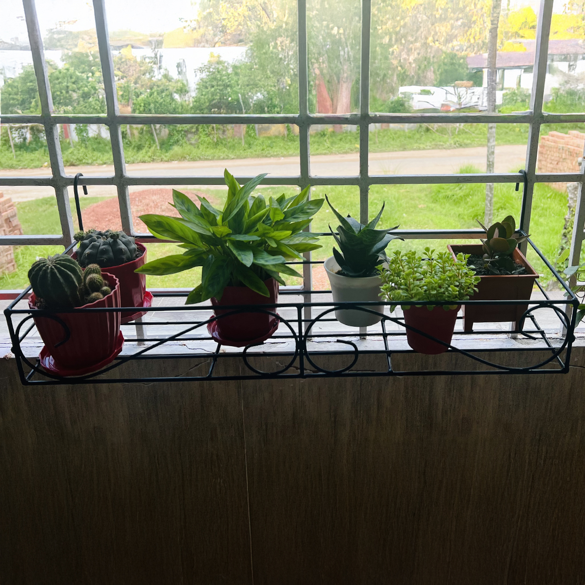 Picture of Metal Grill Rack Hanging Planter Pot 24x8x4 inches -1 Pcs. (Black)