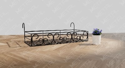 Picture of Metal Grill Rack Hanging Planter Pot 24x8x4 inches -1 Pcs. (Black)