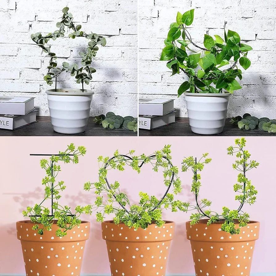 Picture of Creative Metal Garden Trellis for Climbing Plants, Black Coating Rust-Proof Potted Plants Climbing Holder Rack, Plants Support Used for Garden Stem Vine Creeping Decoration (Black)