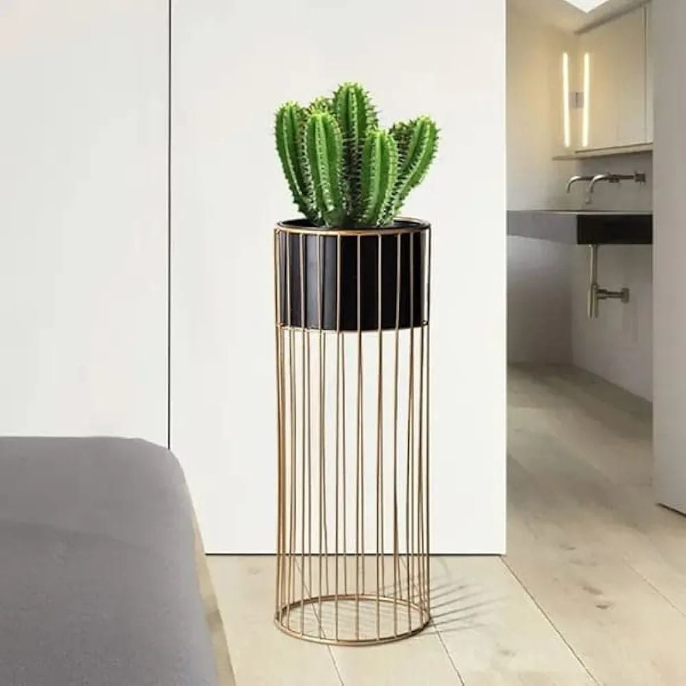 Picture of Metal Planter Stand Gold Stand Indoor Outdoor Home Decor 2 Piece (Golden)