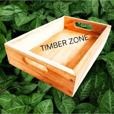 Picture of Wooden Rectangular Serving Tray, Wood Plate, Tea/Drink Platter, Dinner Serving Tray, Snack Tray ( Without Color ) - Multicolor