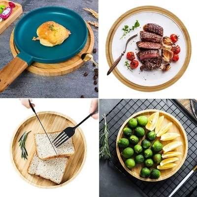 Picture of 15 Inch Wooden Charger Plate Wedding and Home Round Unique plate and Dish with Carved Finished Charger Plate tray - Multicolor