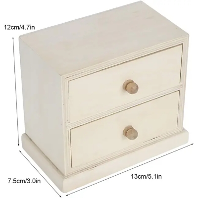 Picture of customised wooden Box Gift Jewelry storage Drawer Case Wood Tea Organizer Container  ( 2 drower ) - Multicolor